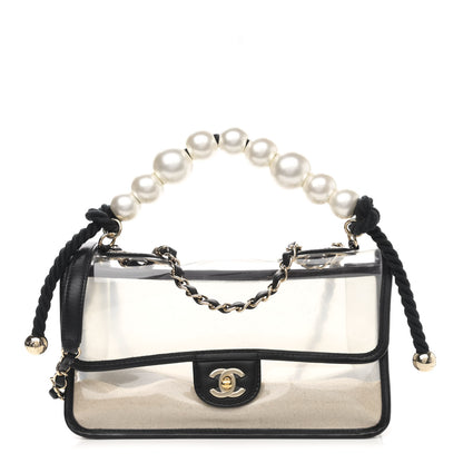 Chanel Lambskin PVC Sand By The Sea Flap With Pearl Strap Black 1 of 10
