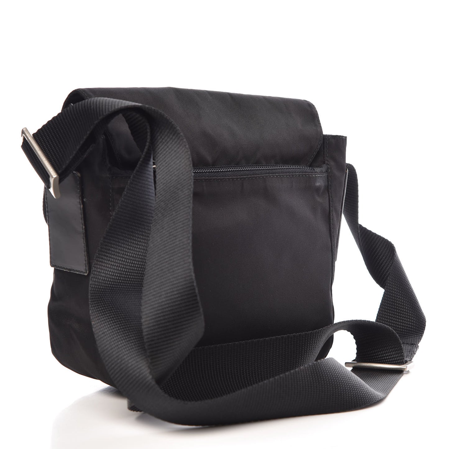 Tessuto Nylon Single Buckle Messenger Bag Black