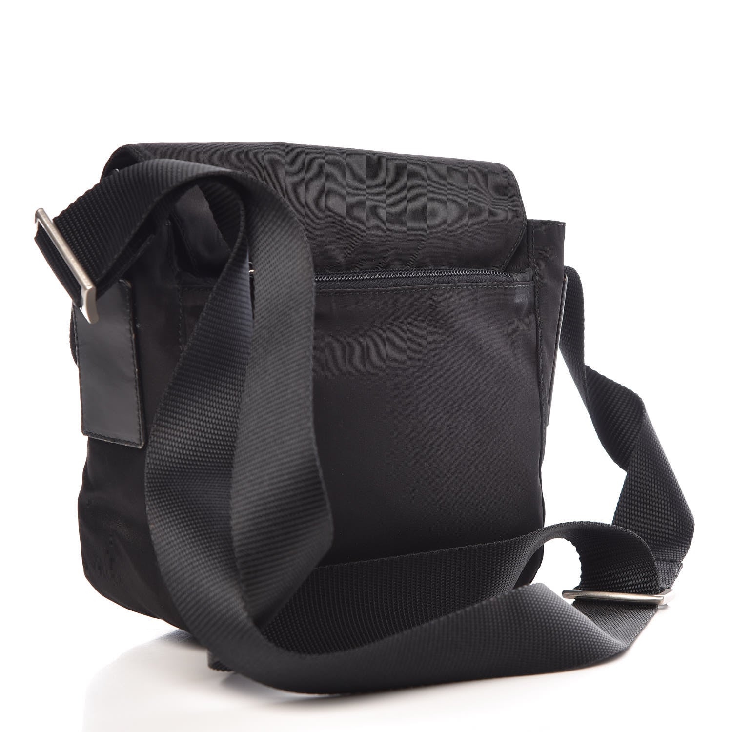 Prada Tessuto Nylon Single Buckle Messenger Bag Black 3 of 9