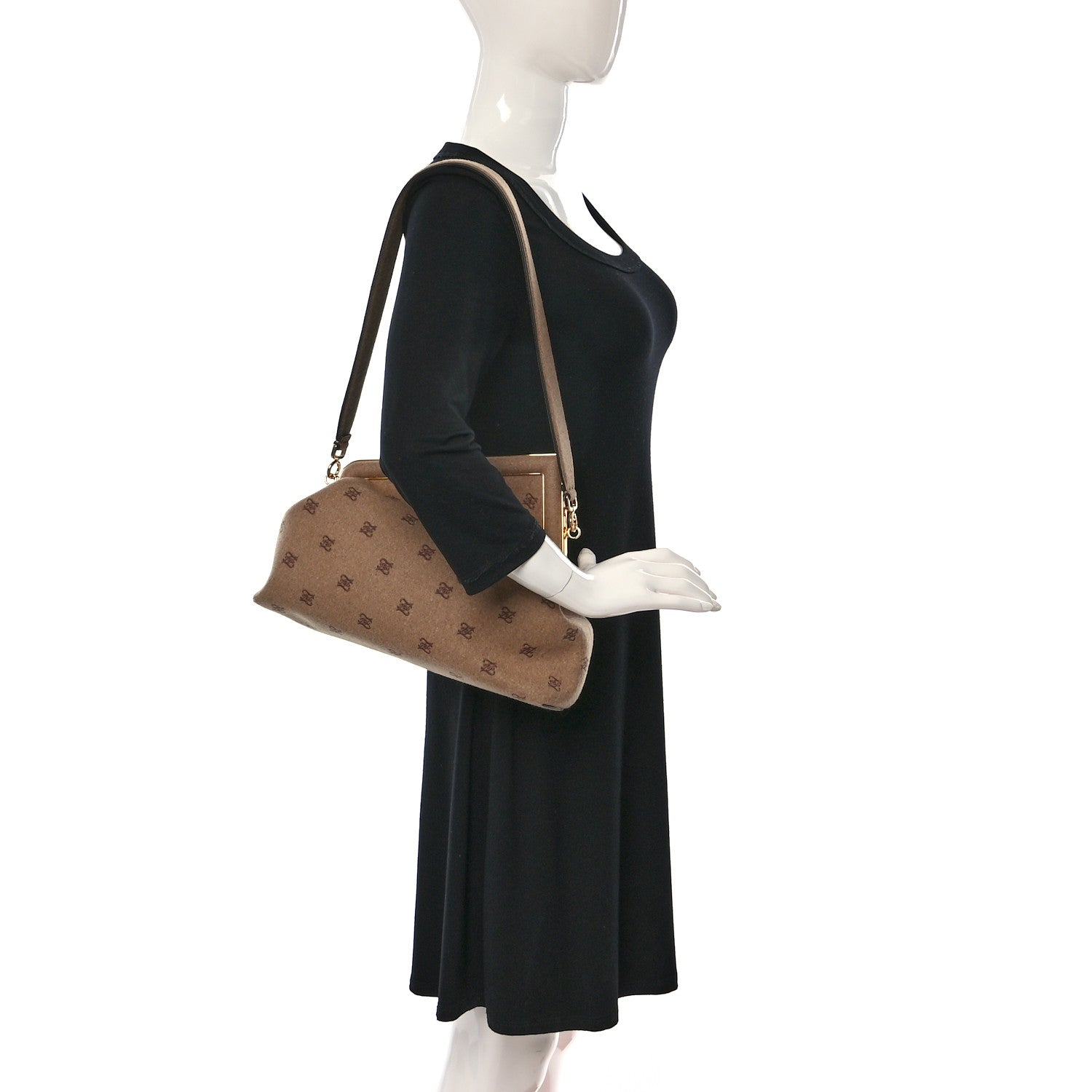 Fendi Flannel Karligraphy Embroidered Medium Fendi First Camel 2 of 9