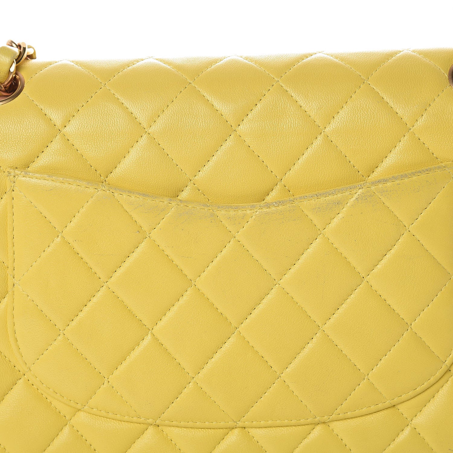 Chanel Lambskin Quilted Medium Double Flap Yellow 15 of 20