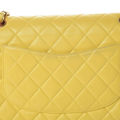 Chanel Lambskin Quilted Medium Double Flap Yellow 15 of 20