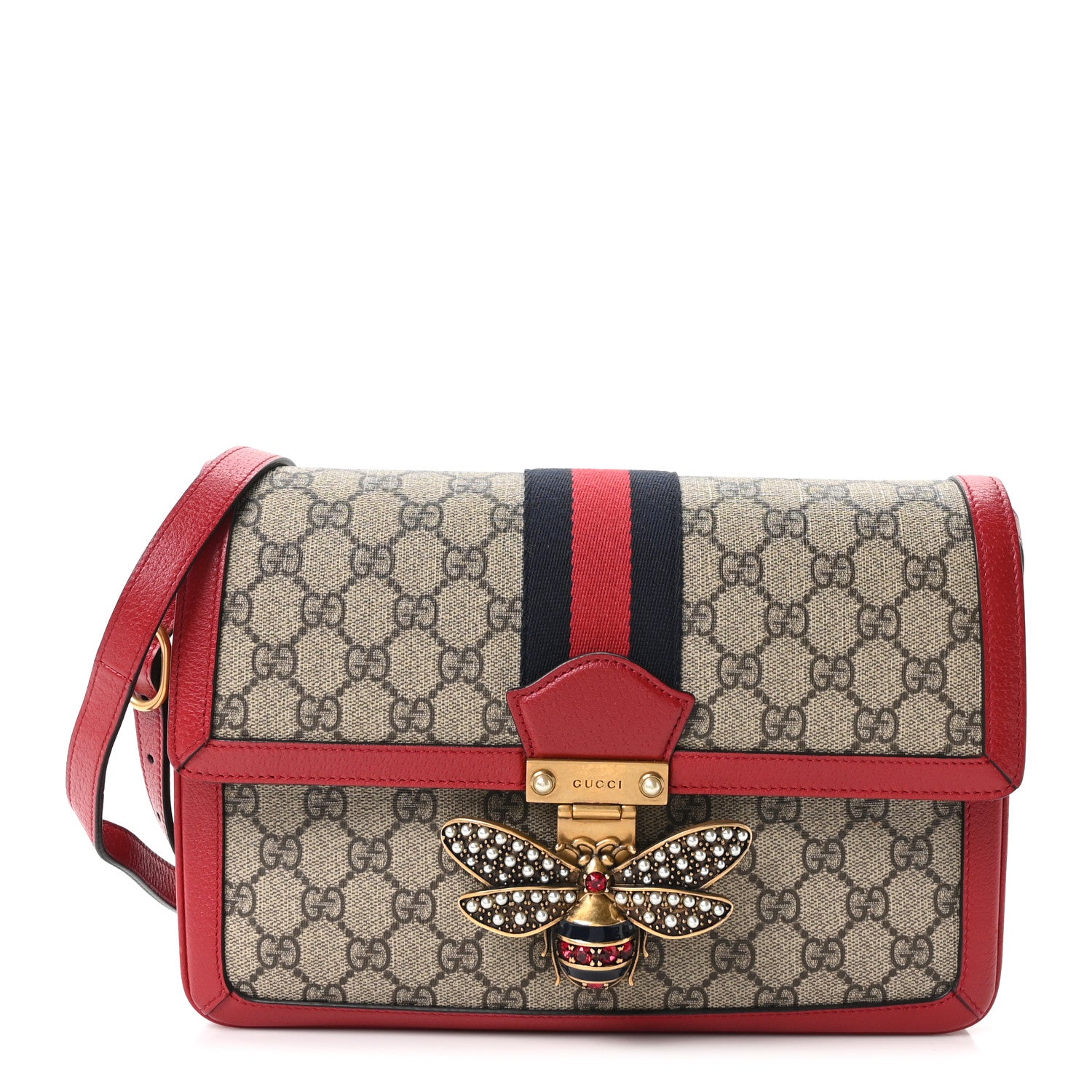 Gucci GG Supreme Monogram Medium Queen Margaret Shoulder Bag Red 1 of 10