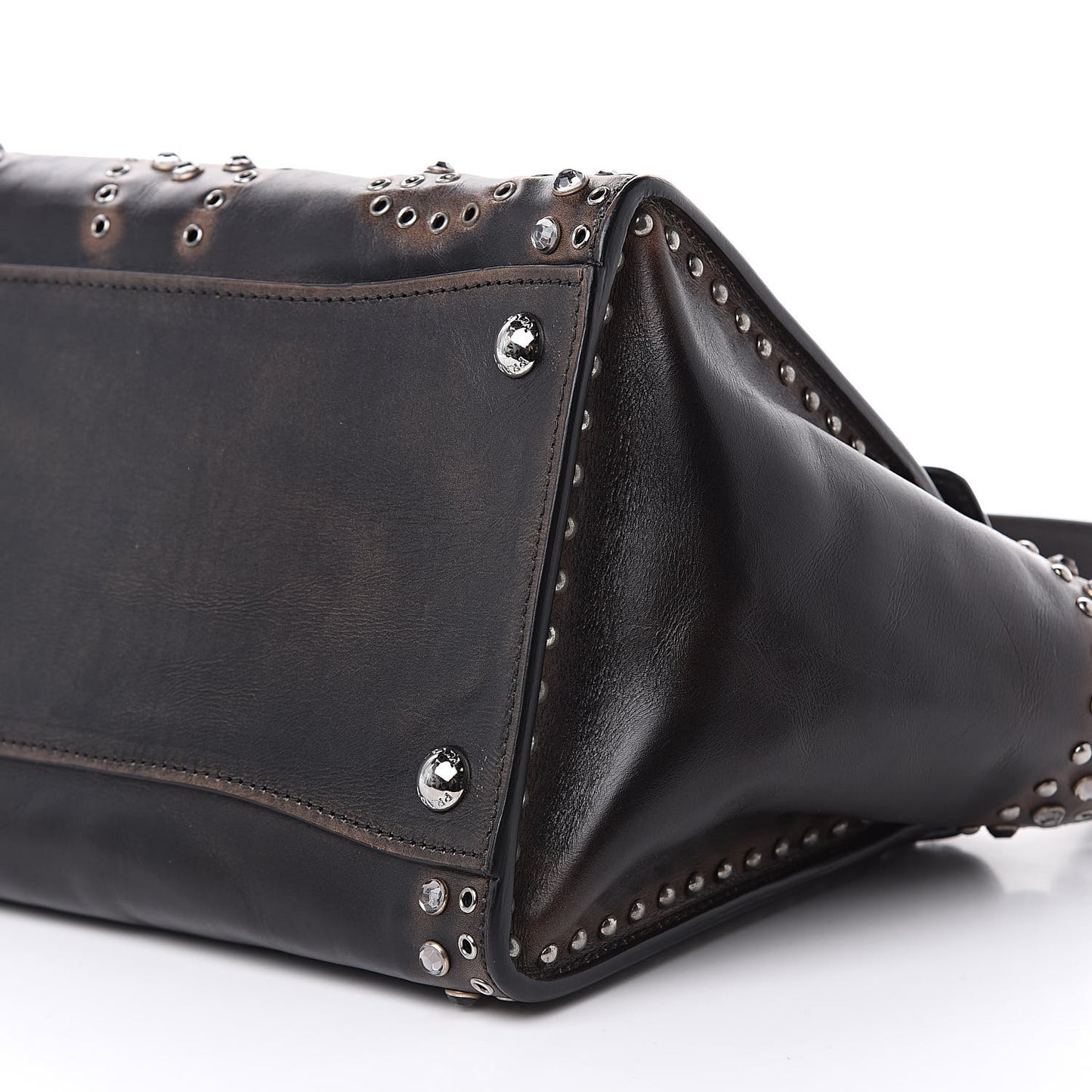 Vitello Vintage Studded Sound Twin Pocket Satchel Ebano