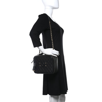 Chanel Caviar Quilted Large CC Filigree Vanity Case Black 3 of 10