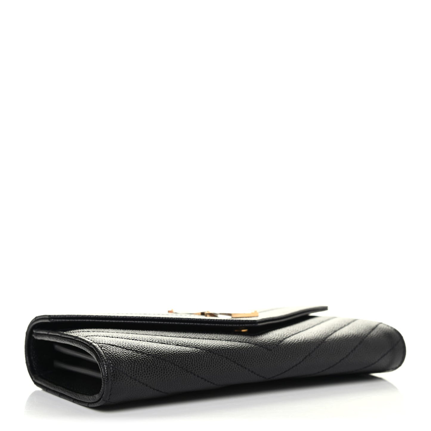 Grain De Poudre Matelasse Chevron Monogram Flap Wallet Black