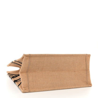 Christian Dior Canvas Jute Embroidered Medium Book Tote Black Beige 4 of 9