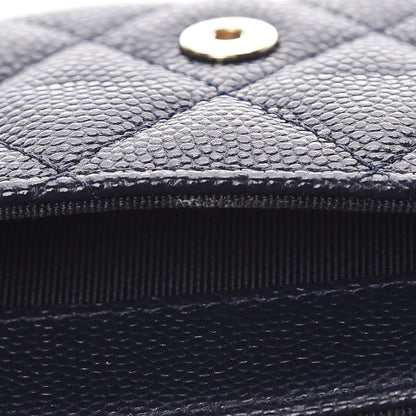 Chanel Caviar Quilted Flap Card Holder Wallet Navy Blue 8 of 9