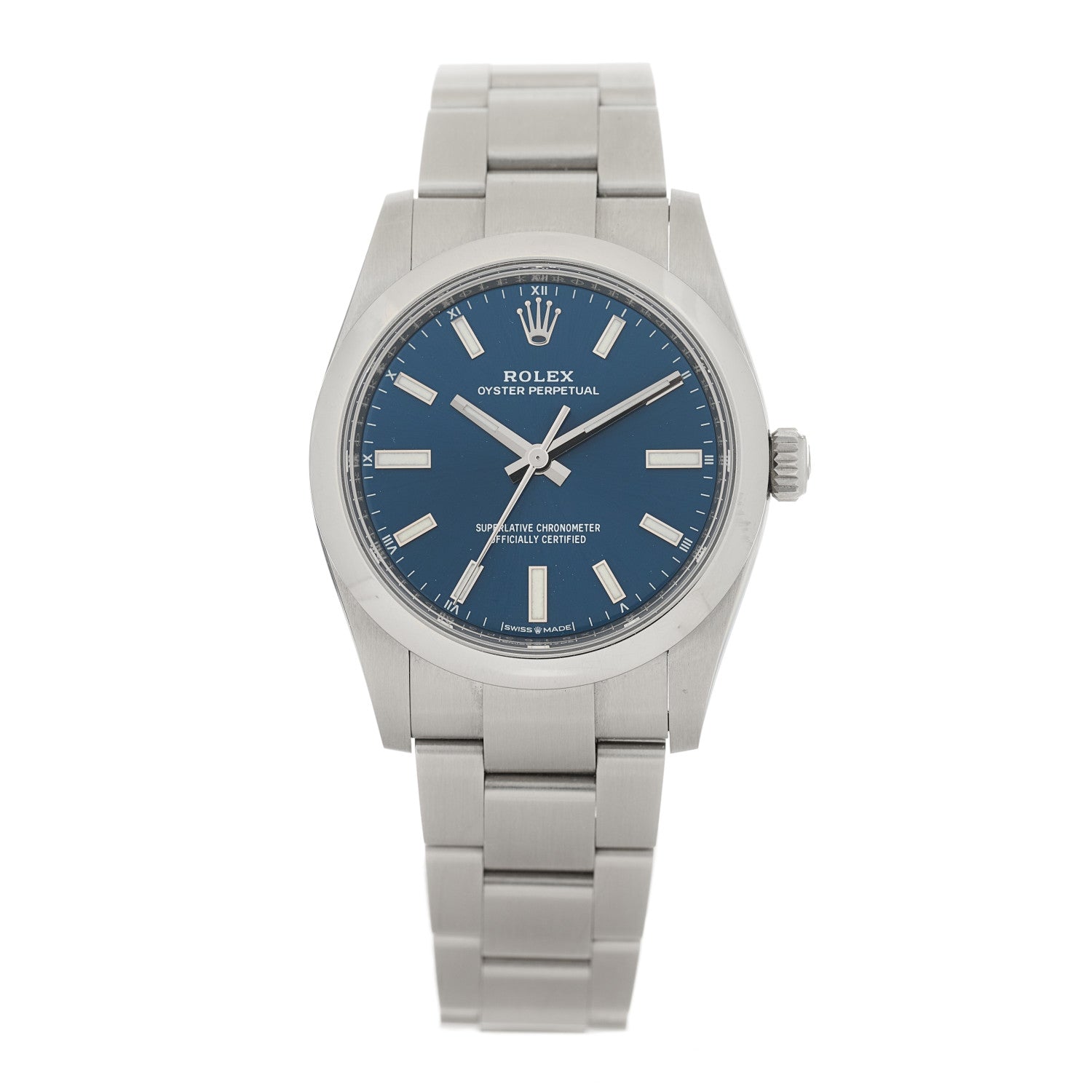 Rolex Stainless Steel 34mm Oyster Perpetual Watch Bright Blue 124200 1 of 5