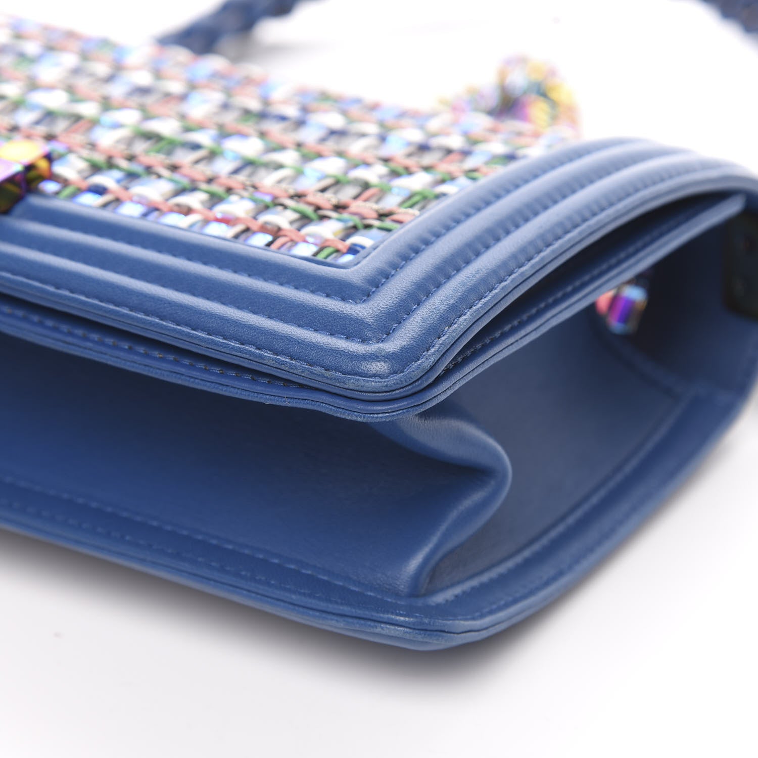 Chanel PVC Thread Woven Medium Boy Flap Dark Blue 9 of 11