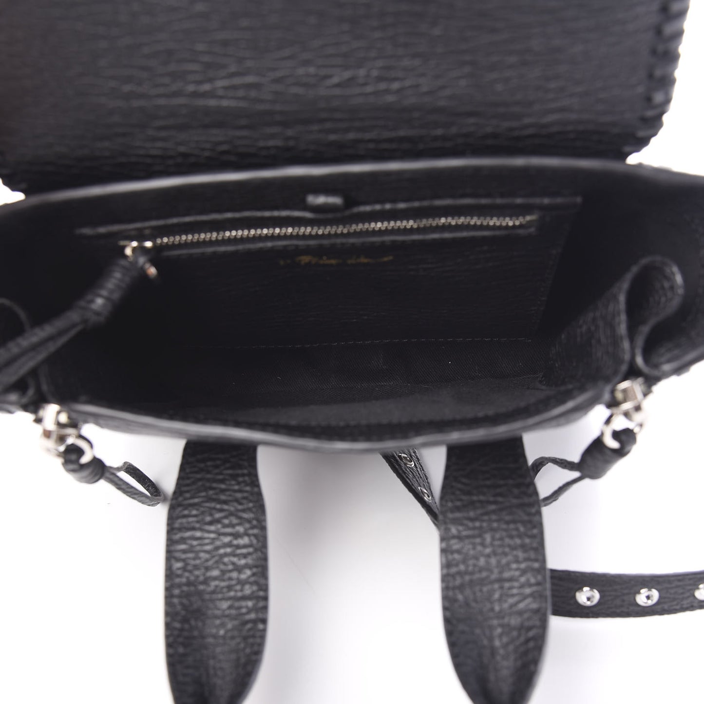 3.1 Textured Calfskin Mini Whipstitch Pashli Satchel Black