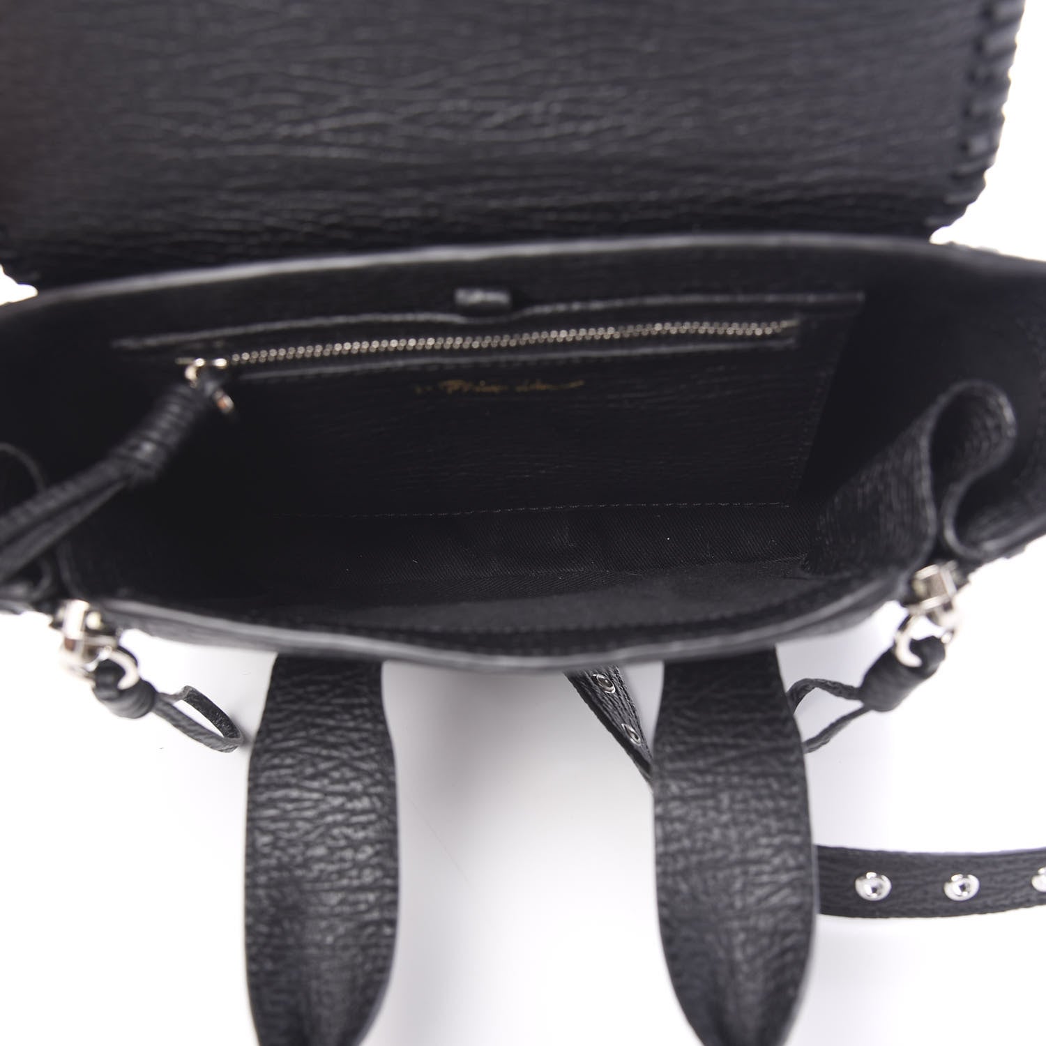 3.1 Phillip Lim 3.1 Textured Calfskin Mini Whipstitch Pashli Satchel Black 4 of 9