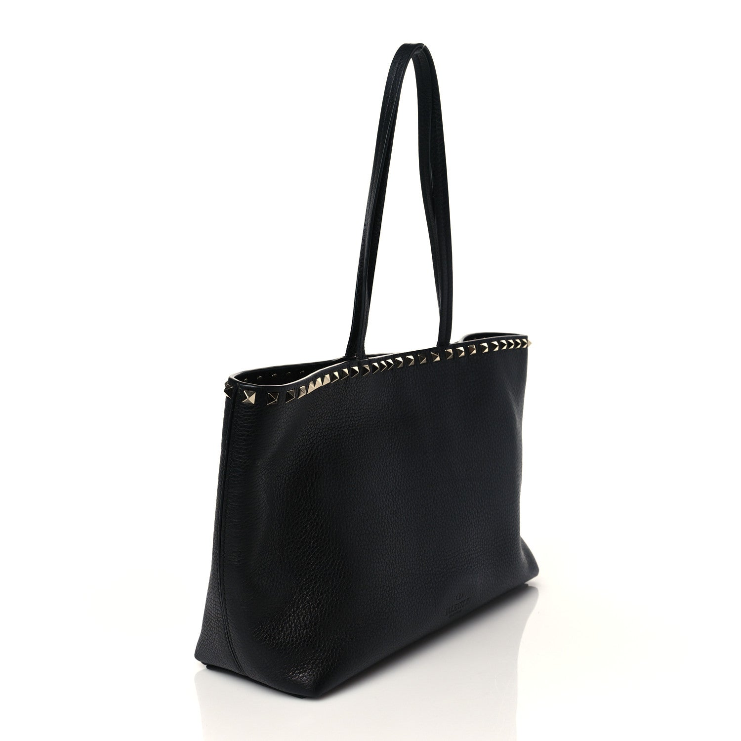 Valentino Garavani Grained Calfskin Small Rockstud Shoulder Tote Black 2 of 8