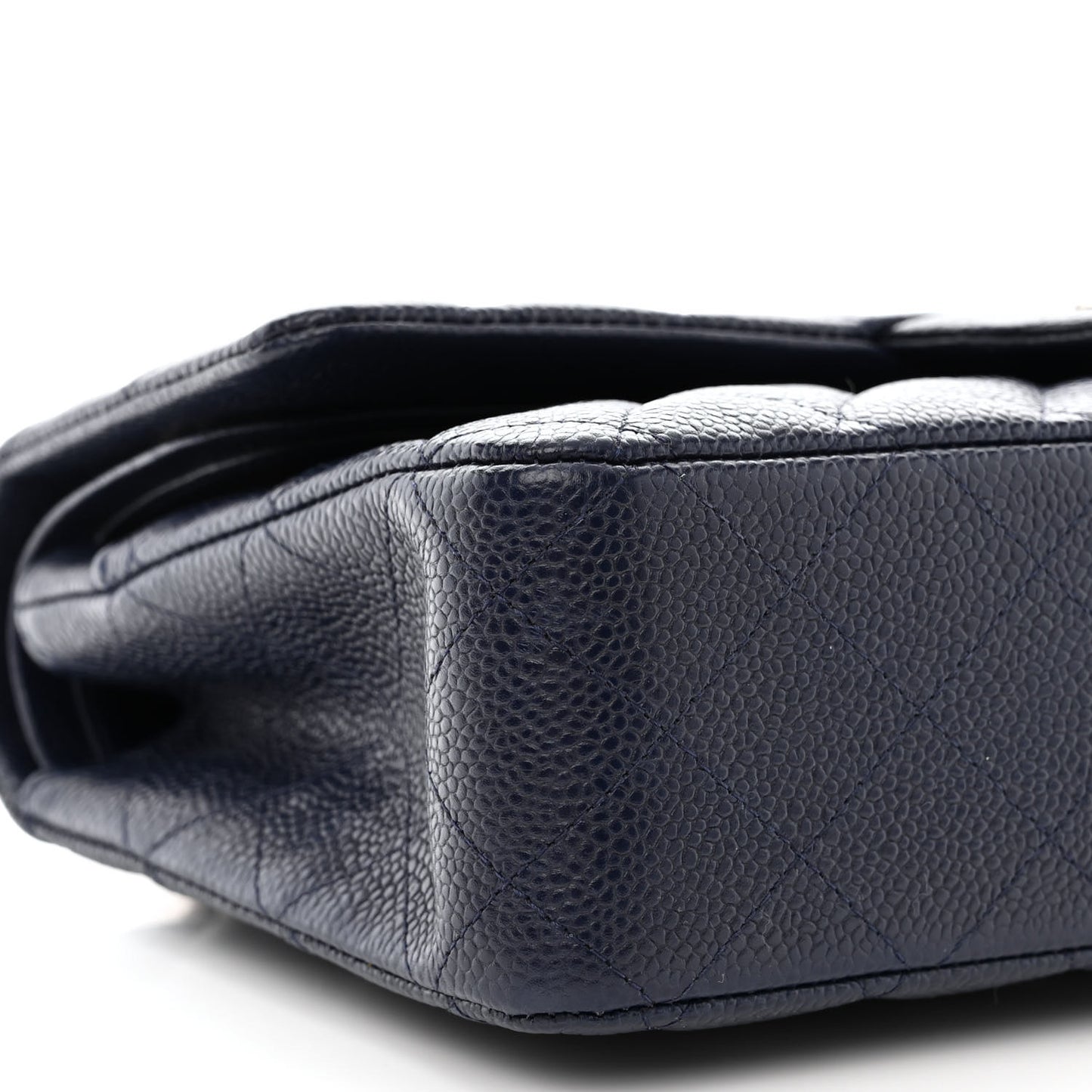 Caviar Quilted Medium Double Flap Navy