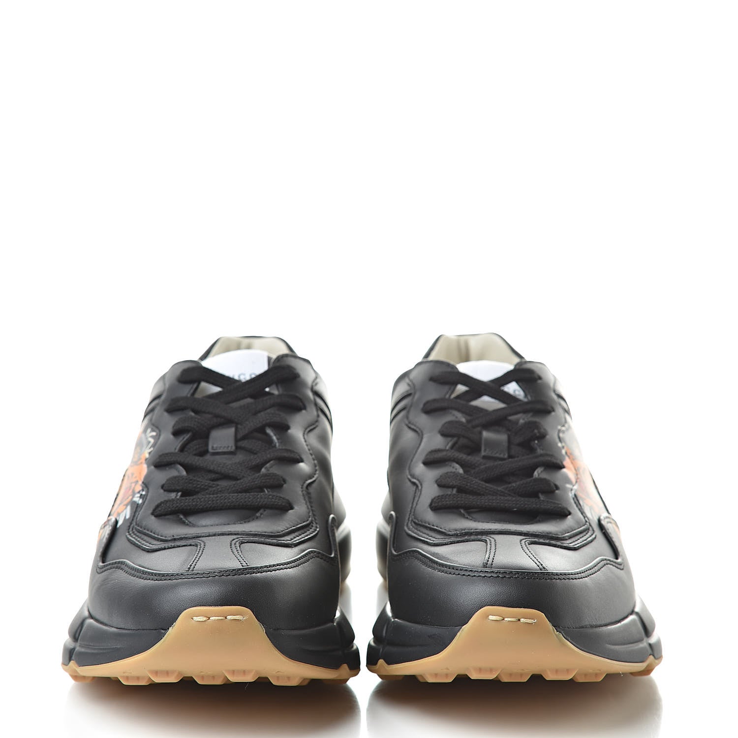 Gucci Calfskin Tiger Print Mens Rhyton Sneakers 7.5 Black 2 of 8