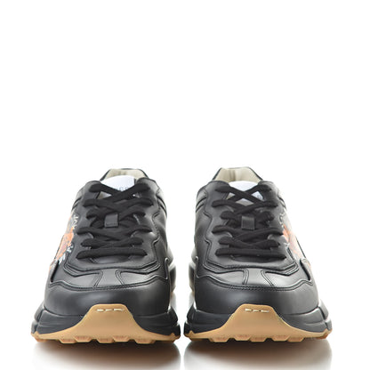 Gucci Calfskin Tiger Print Mens Rhyton Sneakers 7.5 Black 2 of 8