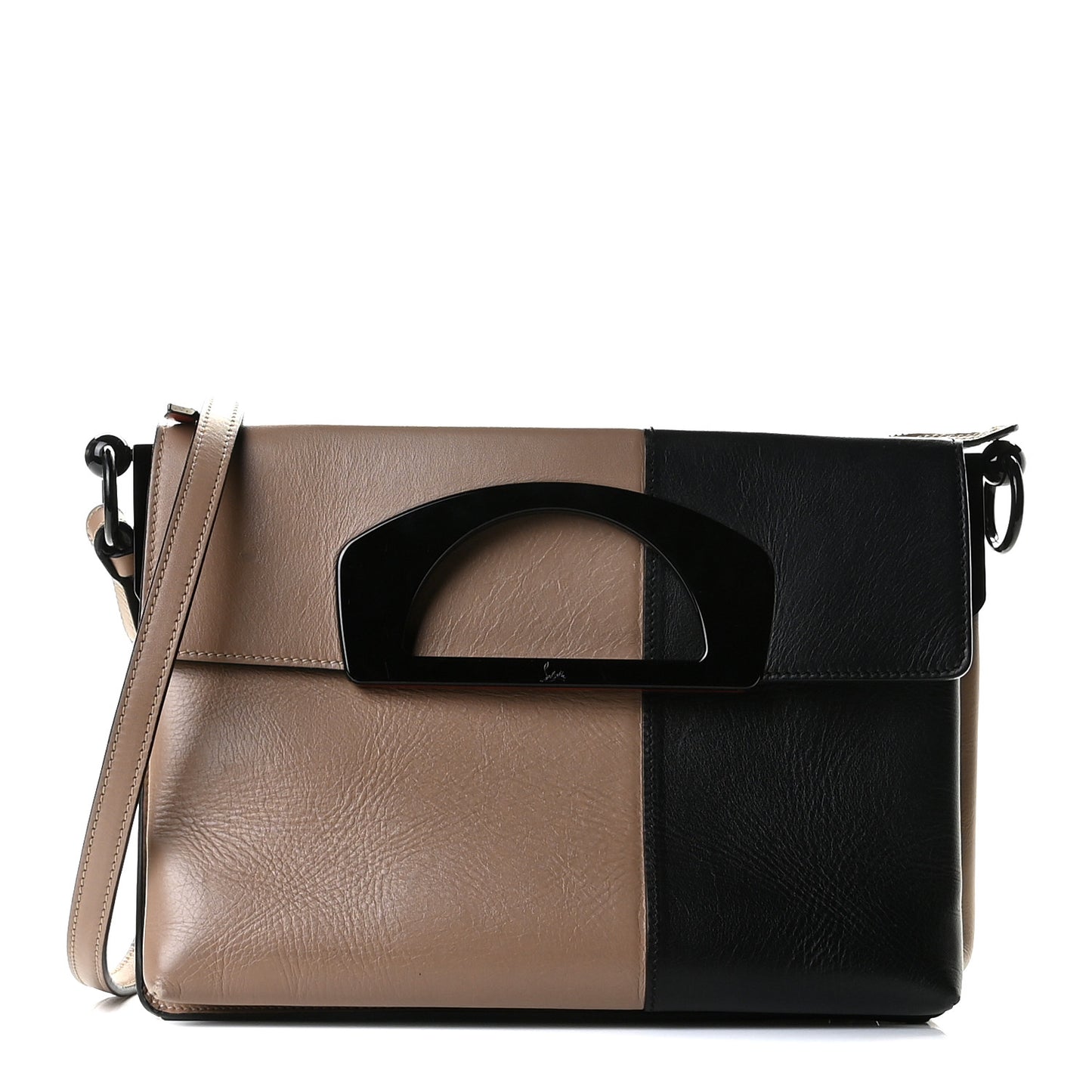 Grained Calfskin Passage Messenger Black Beige