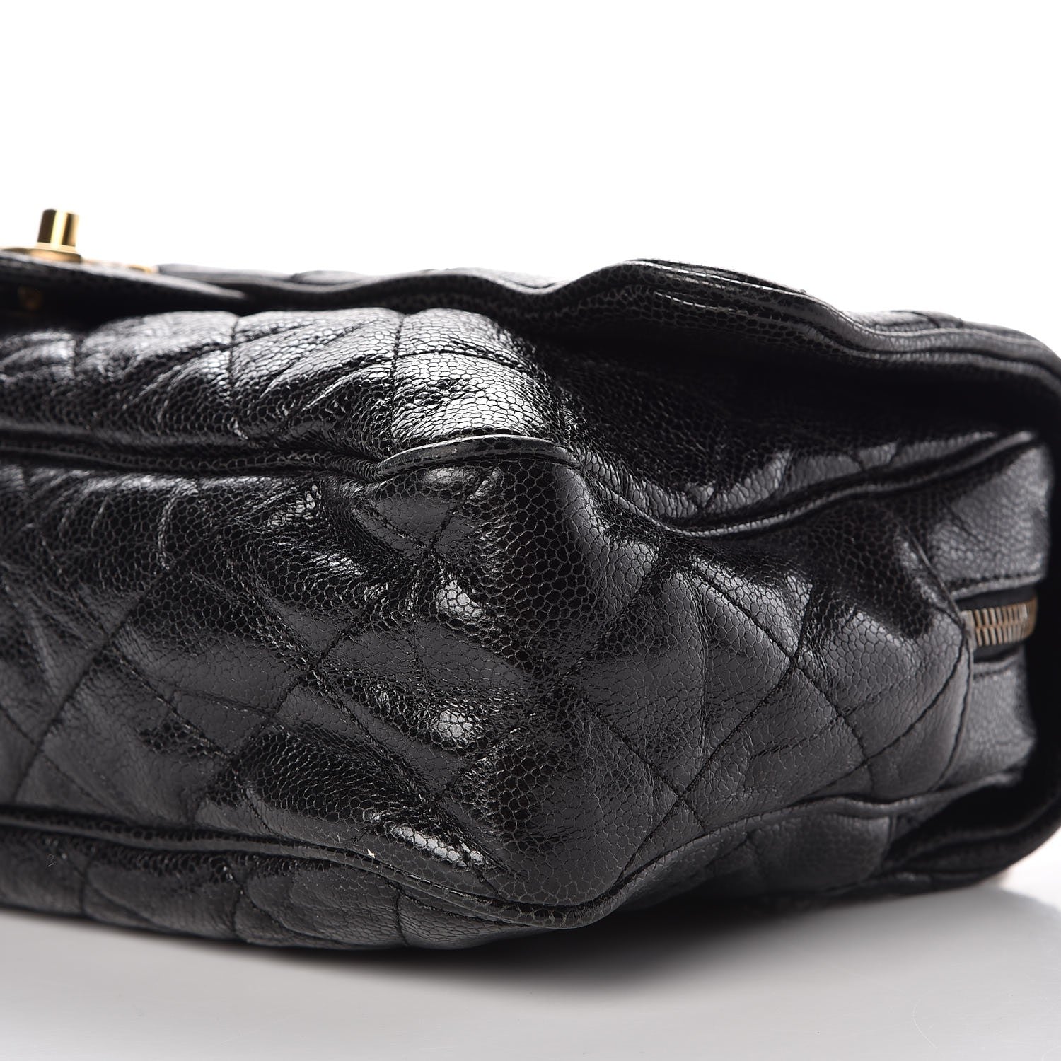 Chanel Crumpled Grained Calfskin Quilted Large Shiva Flap Black 9 of 9