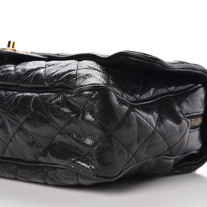 Chanel Crumpled Grained Calfskin Quilted Large Shiva Flap Black 9 of 9