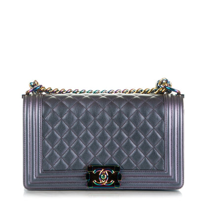 Chanel Iridescent Goatskin Quilted Medium Boy Flap Purple 1 of 9