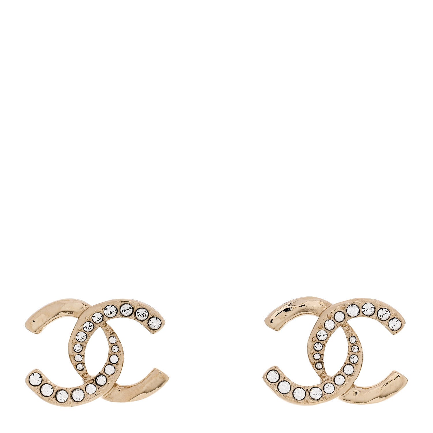 Chanel Crystal CC Earrings Gold 1 of 5