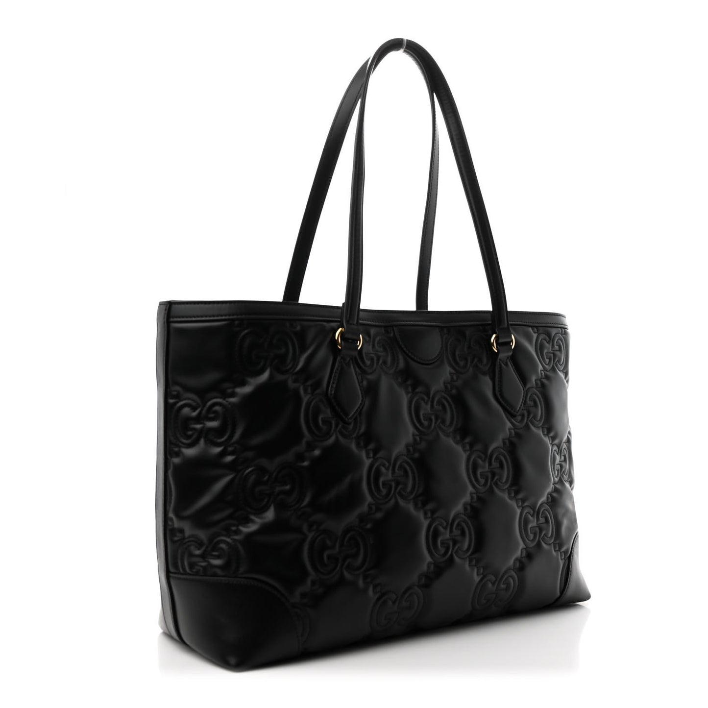 Calfskin GG Matelasse Medium Ophidia Shopping Tote Black