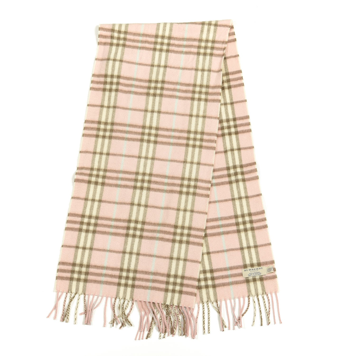 Burberry Cashmere Check Fringe Scarf Pink 2 of 3
