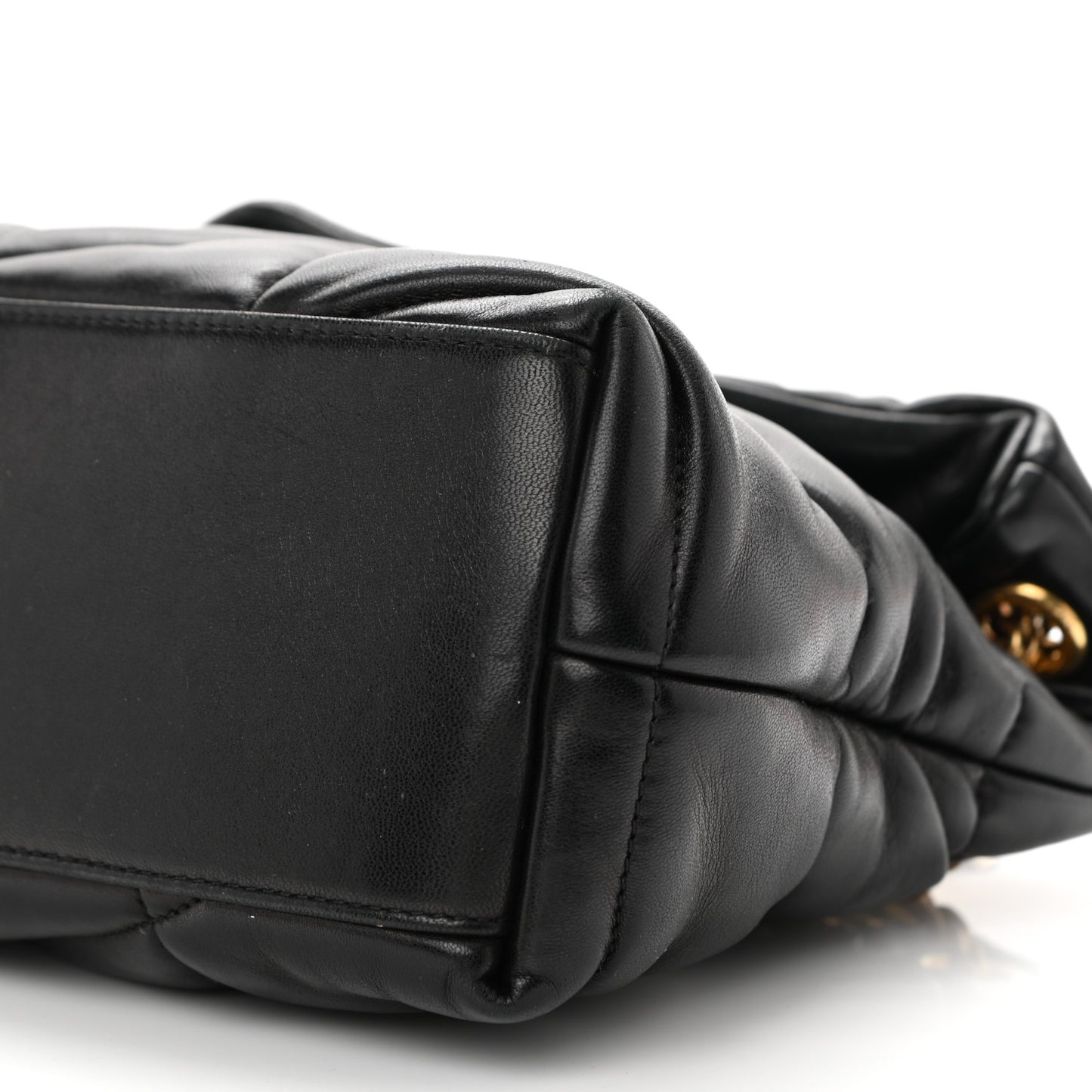 Lambskin Quilted Small Loulou Puffer Monogram Chain Satchel Black