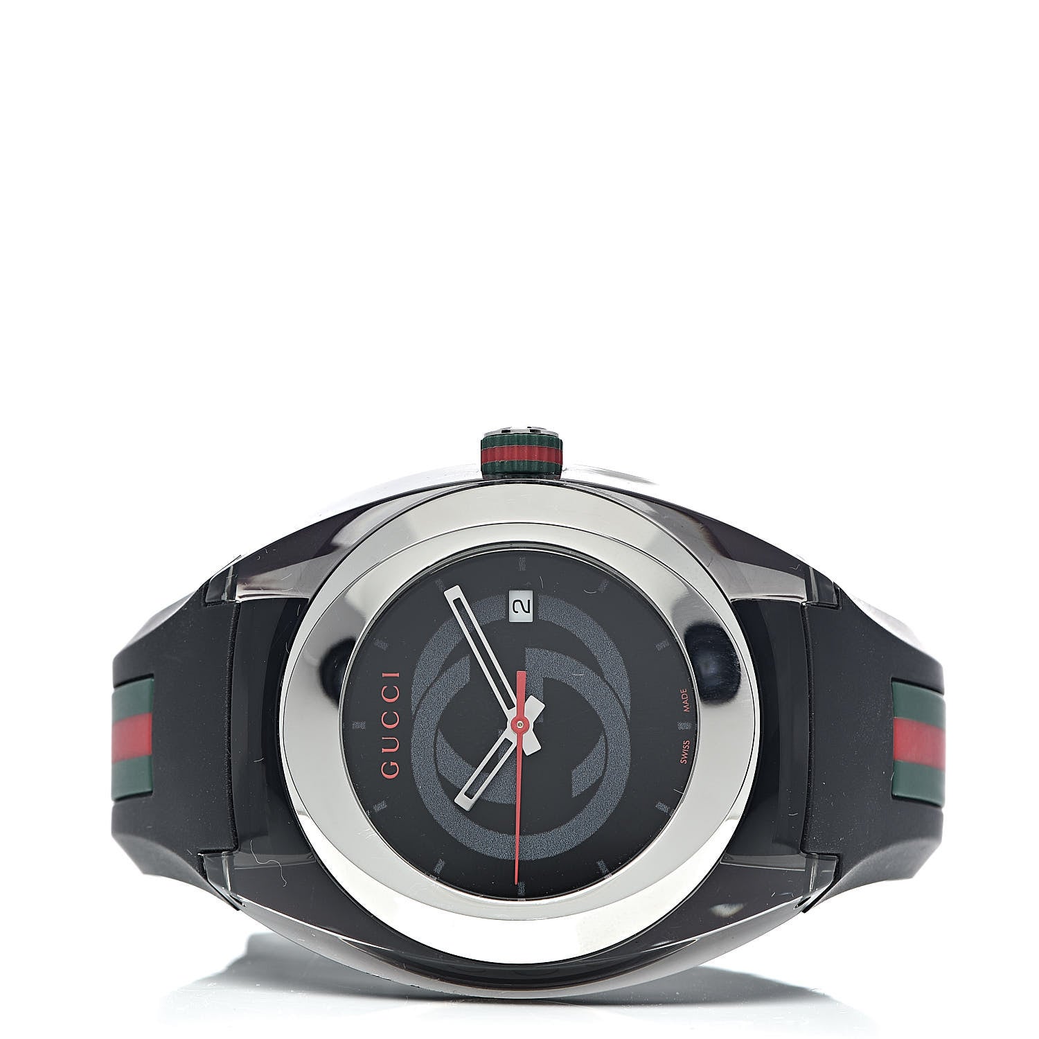 Gucci Stainless Steel Rubber 46mm Sync Web Quartz Watch Black 3 of 6
