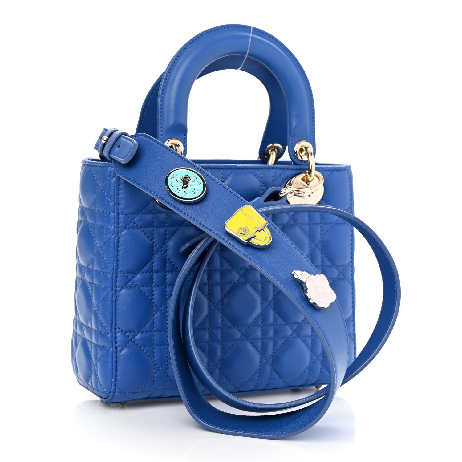 Christian Dior Lambskin Cannage Small Lucky Badges My Lady Dior Blue 3 of 10
