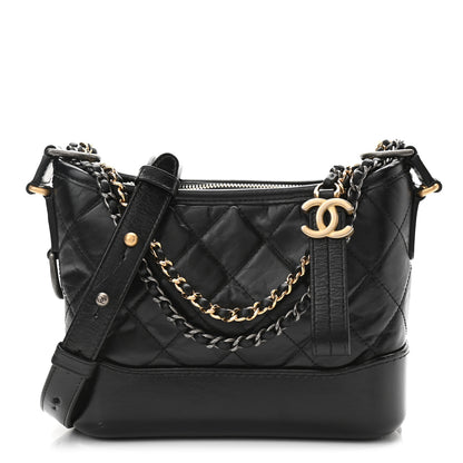 Chanel Aged Calfskin Quilted Small Gabrielle Hobo Black 1 of 11
