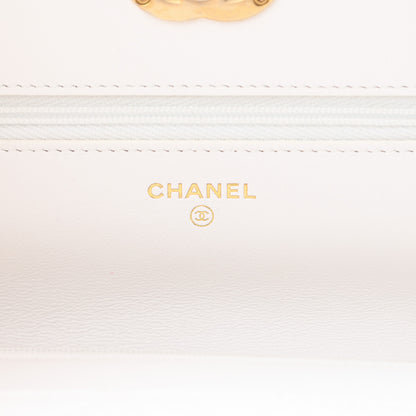 Chanel Lambskin Resin Quilted Wallet On Chain WOC White 6 of 13