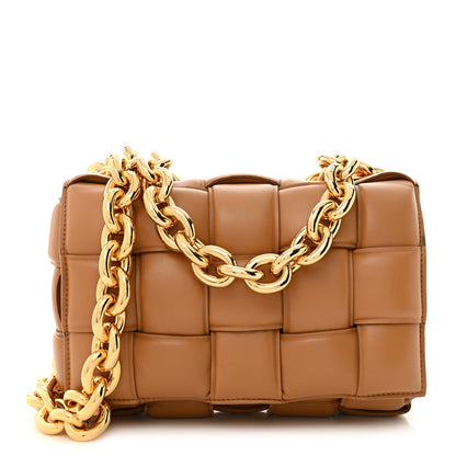 Bottega Veneta Lambskin Maxi Intreccio Padded Chain Cassette Crossbody Bag Caramel 1 of 11
