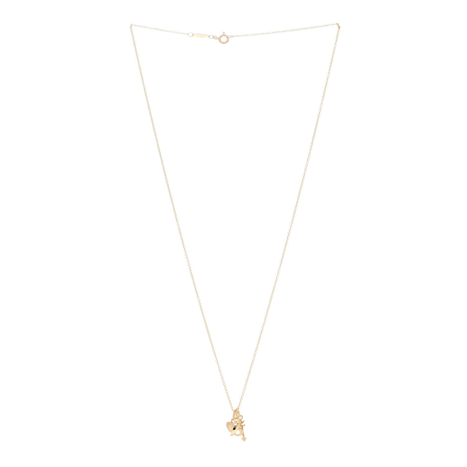 Tiffany 18K Yellow Gold Ampersand Arrow Heart Pendant Necklace 3 of 5