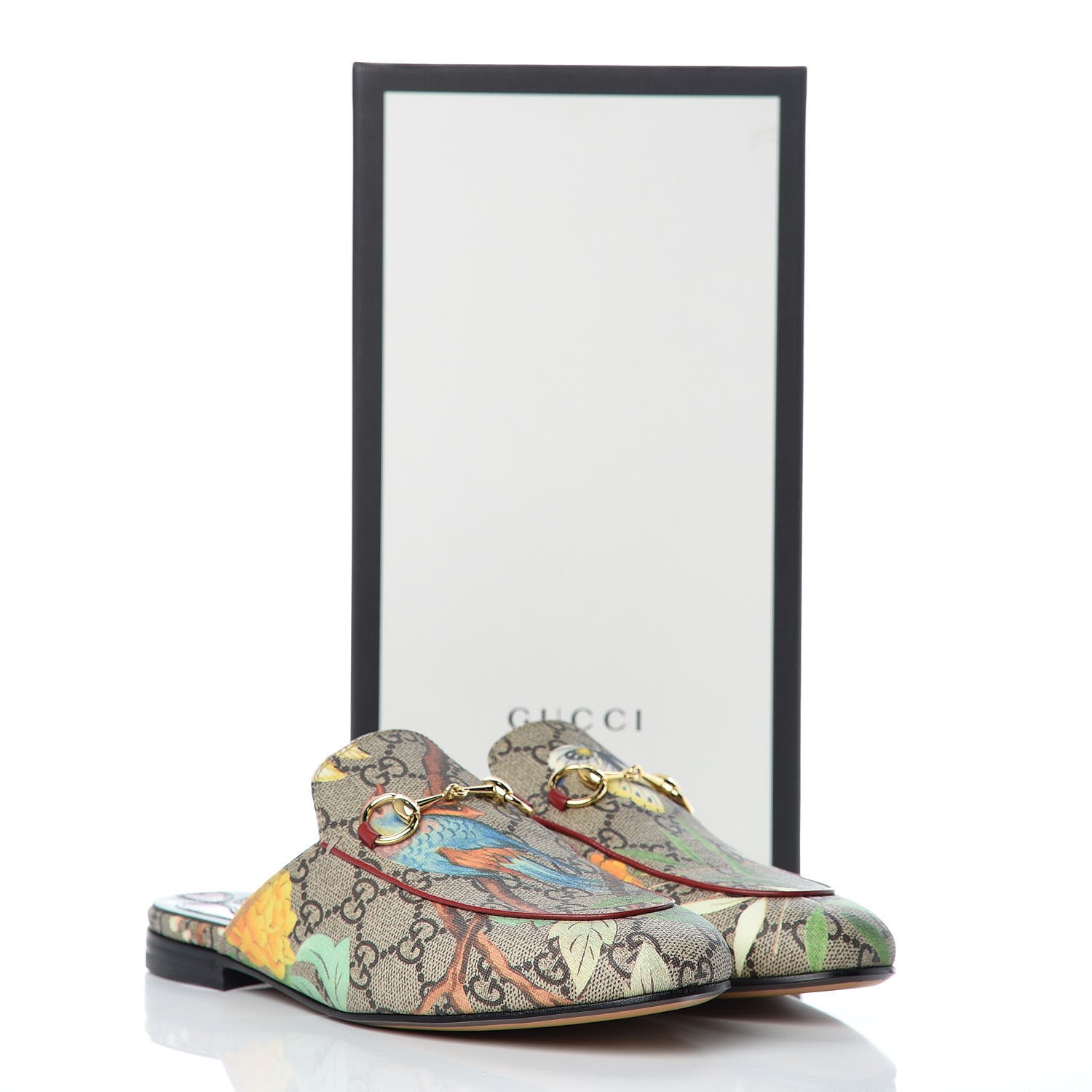 Gucci GG Supreme Monogram Tian Womens Princetown Slippers 37 Beige Ebony Multicolor 12 of 12