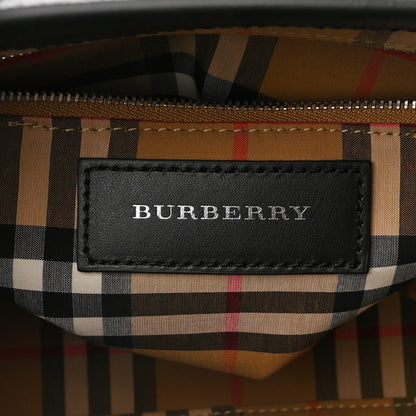 Burberry Grainy Calfskin House Check Small Banner Tote Black 5 of 9