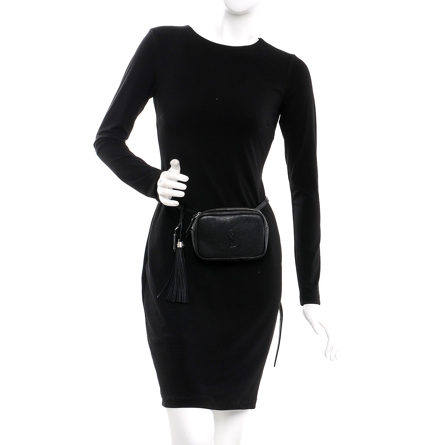 Saint Laurent Lambskin Monogram Lou Belt Bag Black 2 of 9