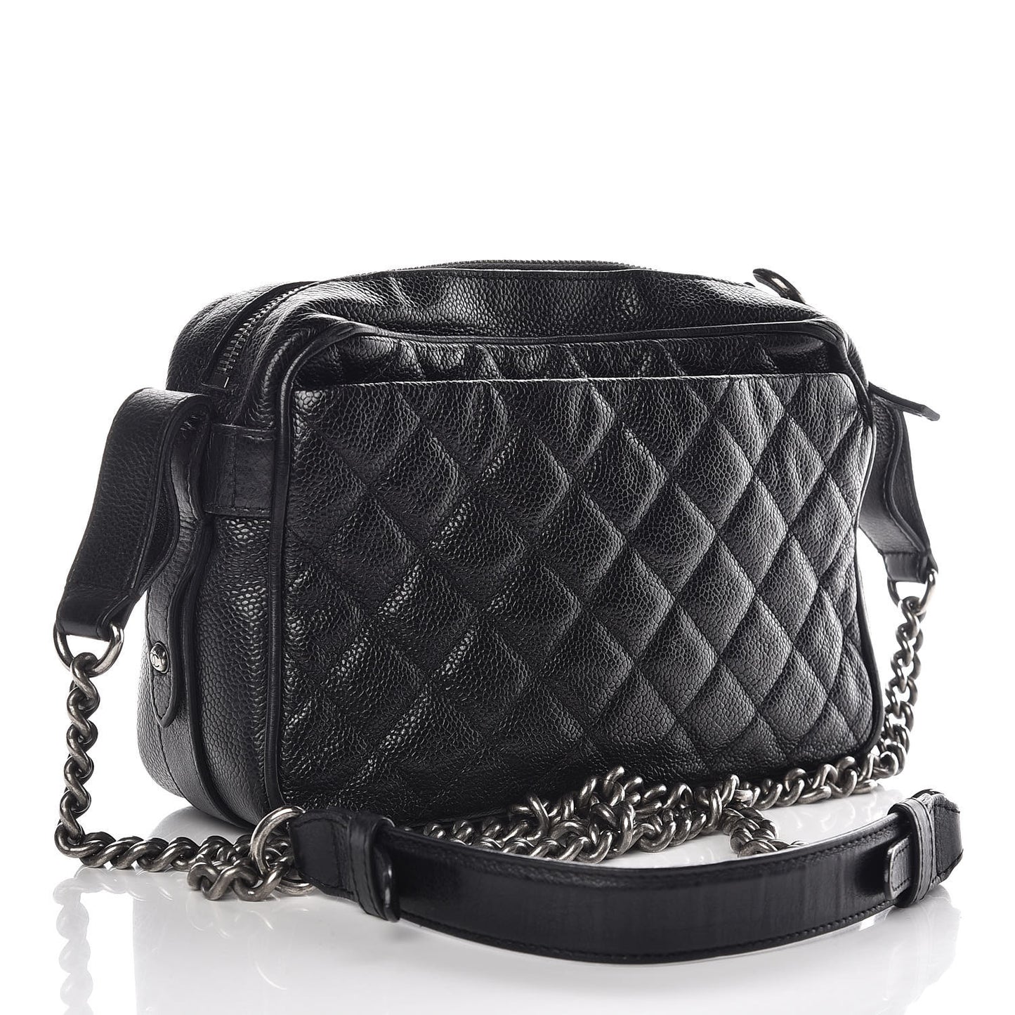 Caviar Quilted Medium Business Trip Camera Bag Black