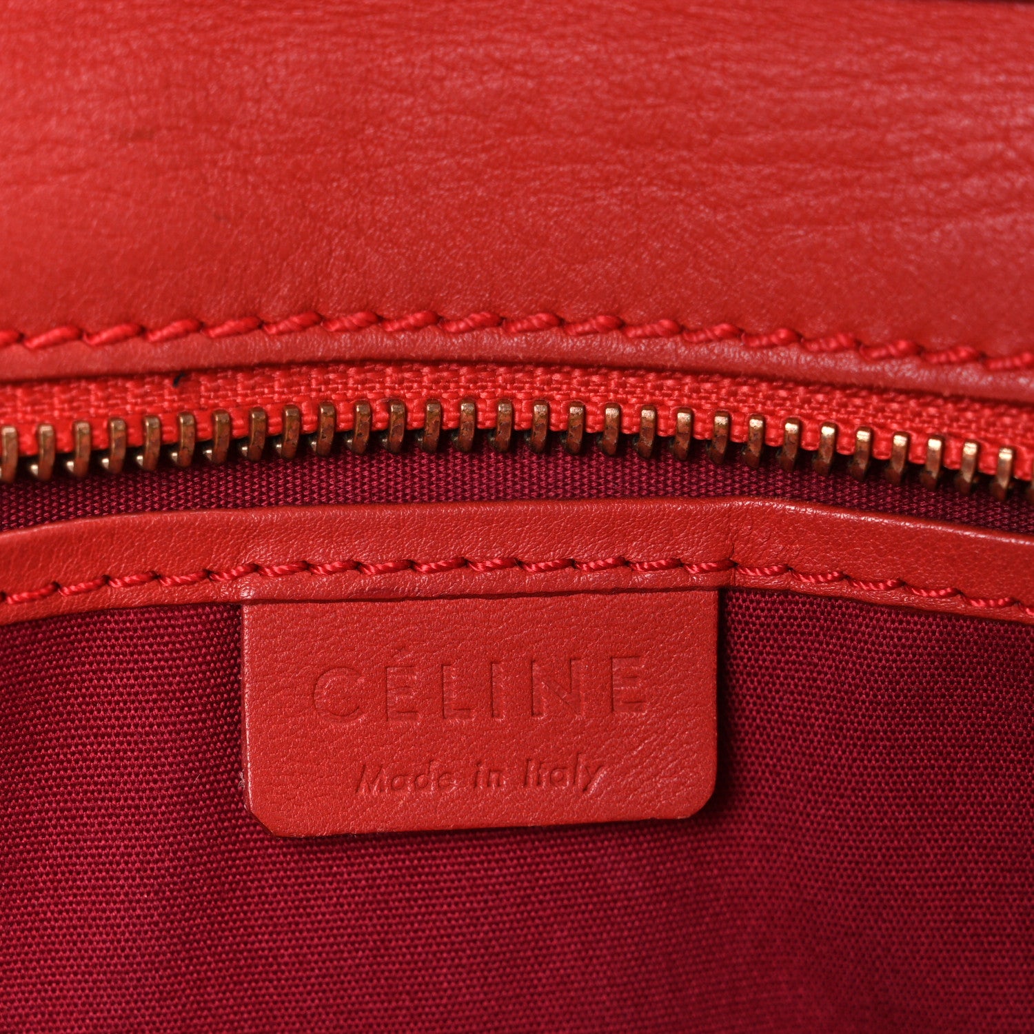 Celine Smooth Calfskin Nano Luggage Red 6 of 10