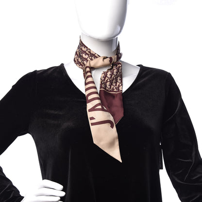 Christian Dior Silk Oblique Mitzah Scarf Bordeaux 2 of 4