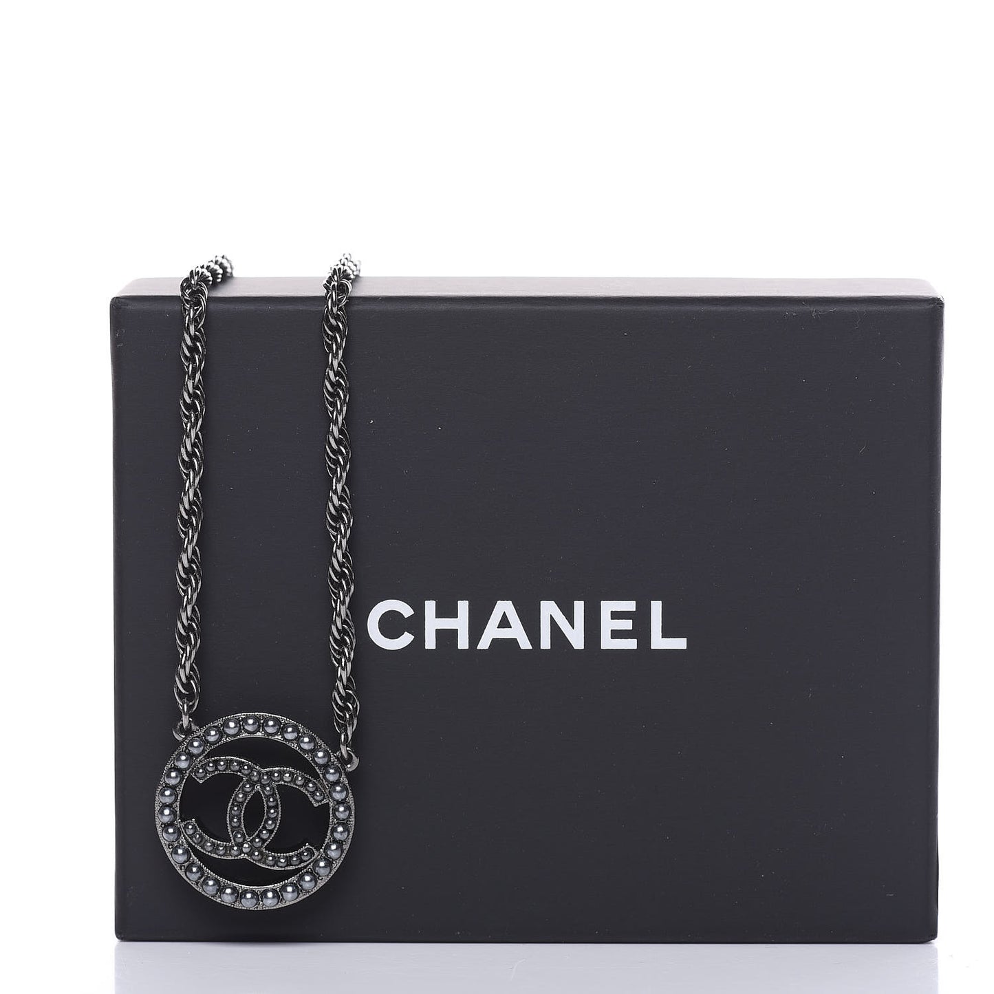 Ruthenium Pearl CC Short Necklace Dark Grey