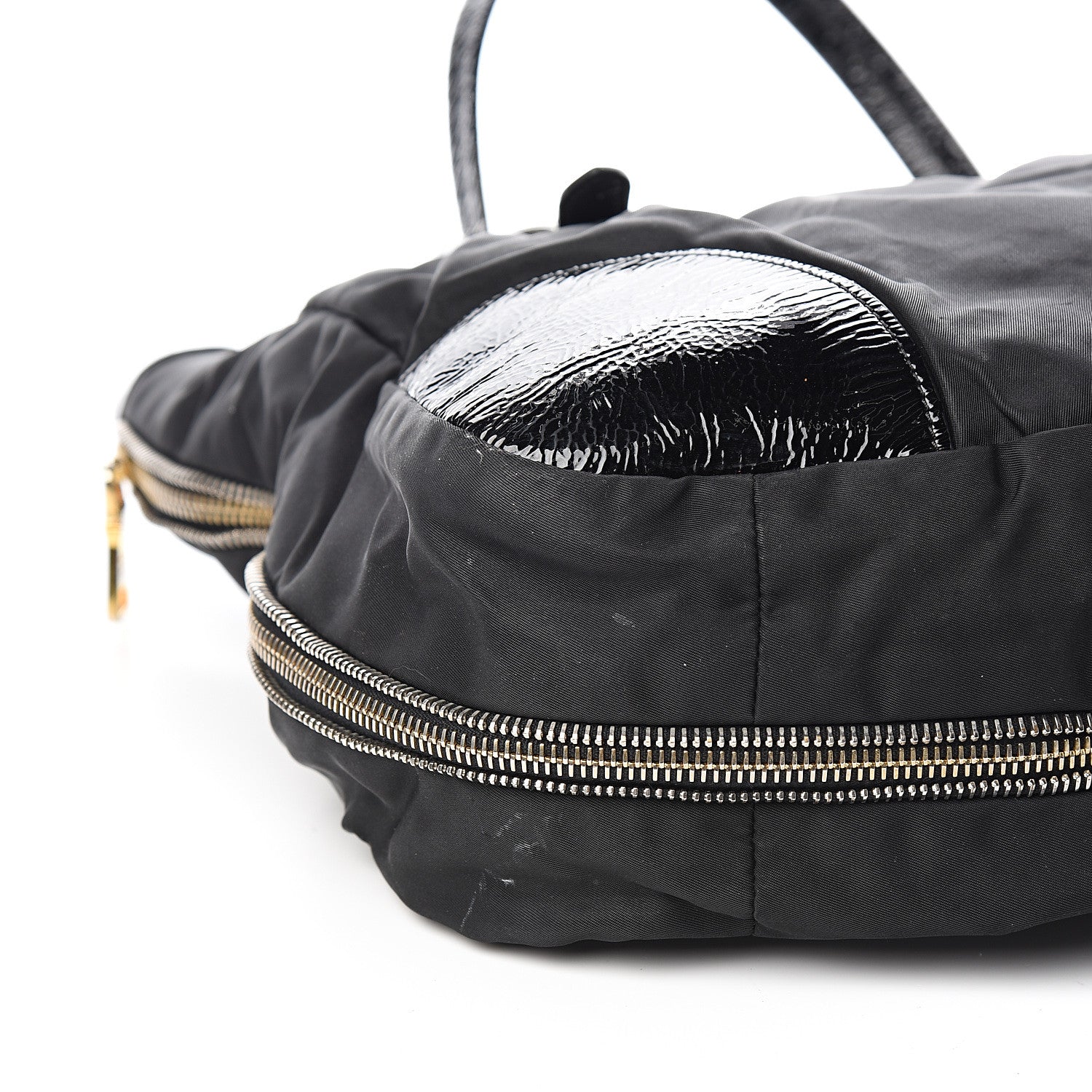Prada Tessuto Nylon Vernice Tote Black 7 of 10