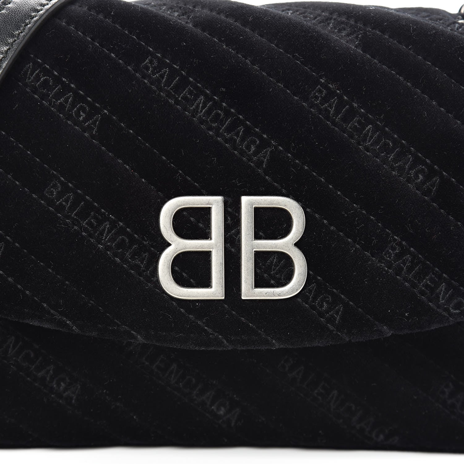Balenciaga Velvet Logo Matelasse BB Chain Wallet Black 10 of 10