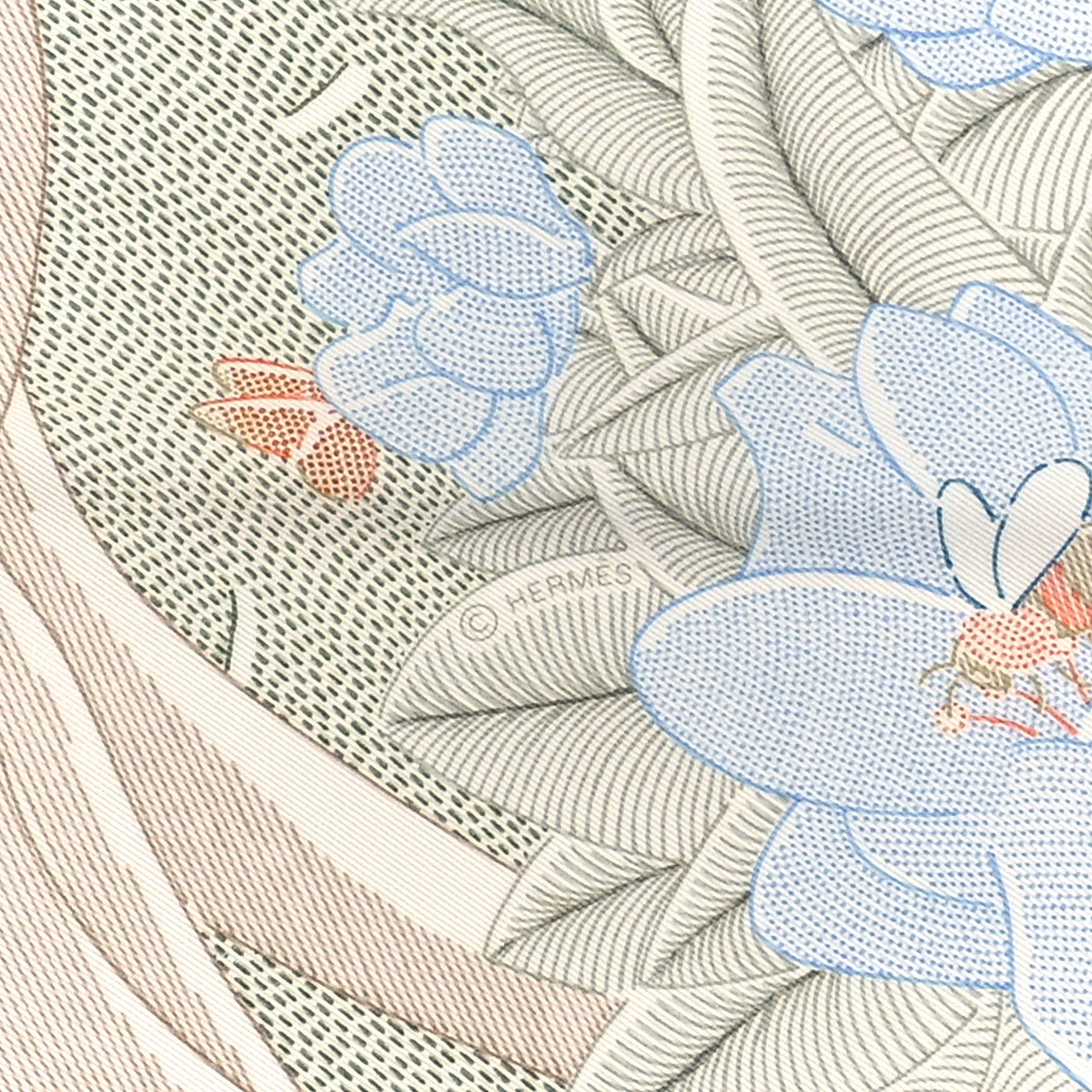 Hermes Vintage Silk Ivresse Au Vent Scarf 70 Bleu Pale Vert Amande 3 of 4