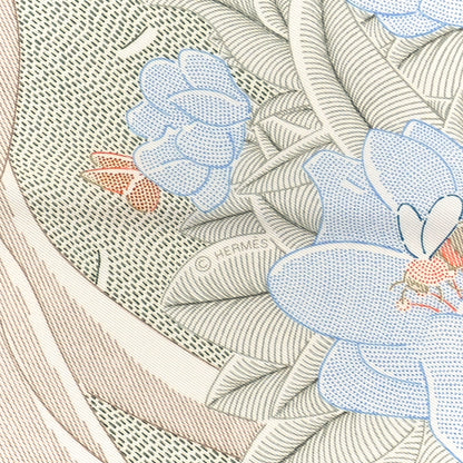 Hermes Vintage Silk Ivresse Au Vent Scarf 70 Bleu Pale Vert Amande 3 of 4