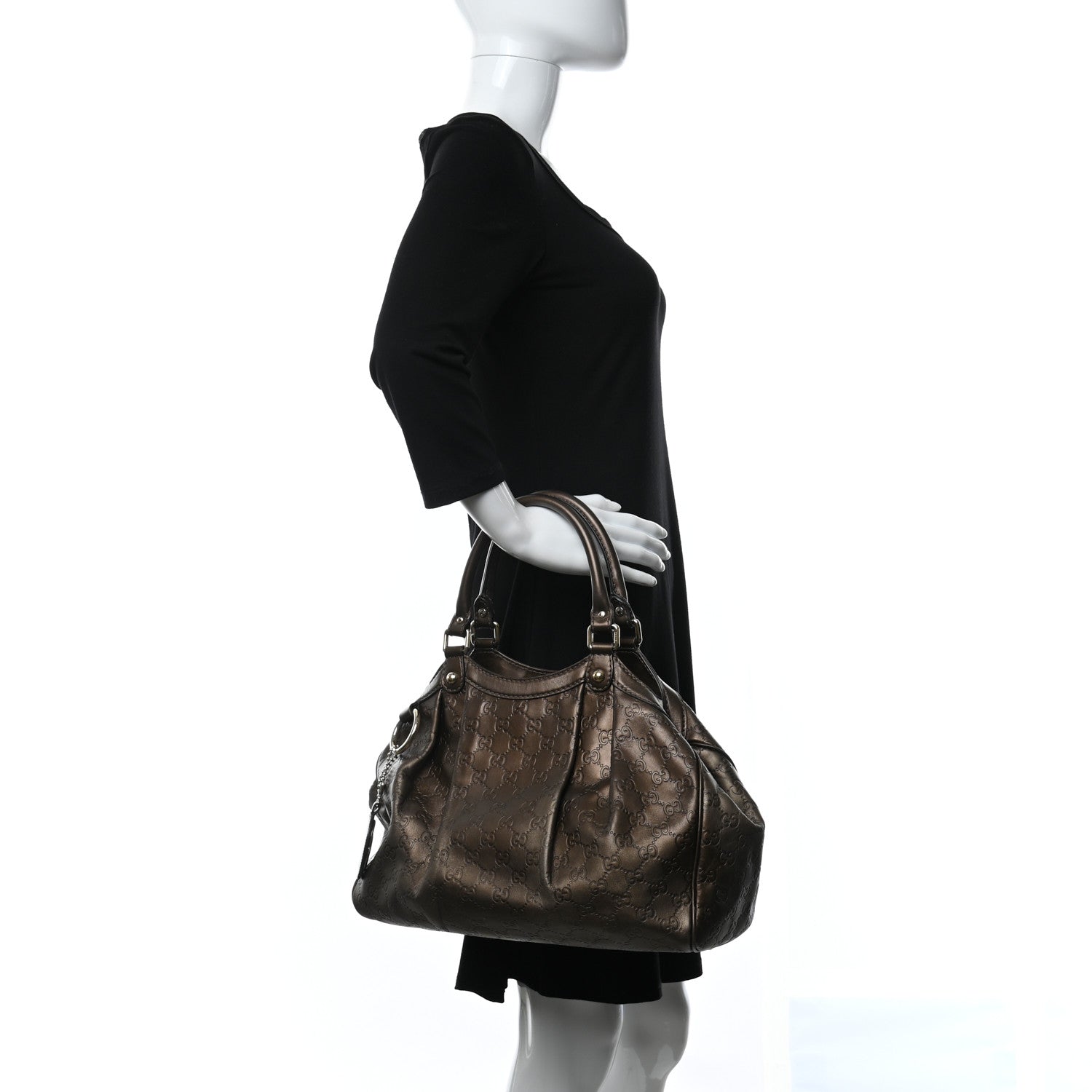 Gucci Metallic Guccissima Medium Sukey Tote Bronze 3 of 22