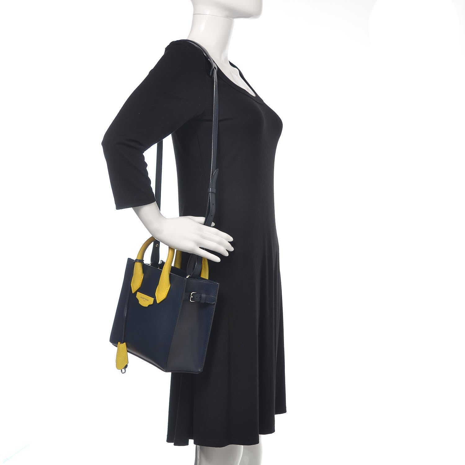 Balenciaga Smooth Calfskin Karung Mini All Afternoon Tote Bleu Outremer Jaune Citrus 2 of 14