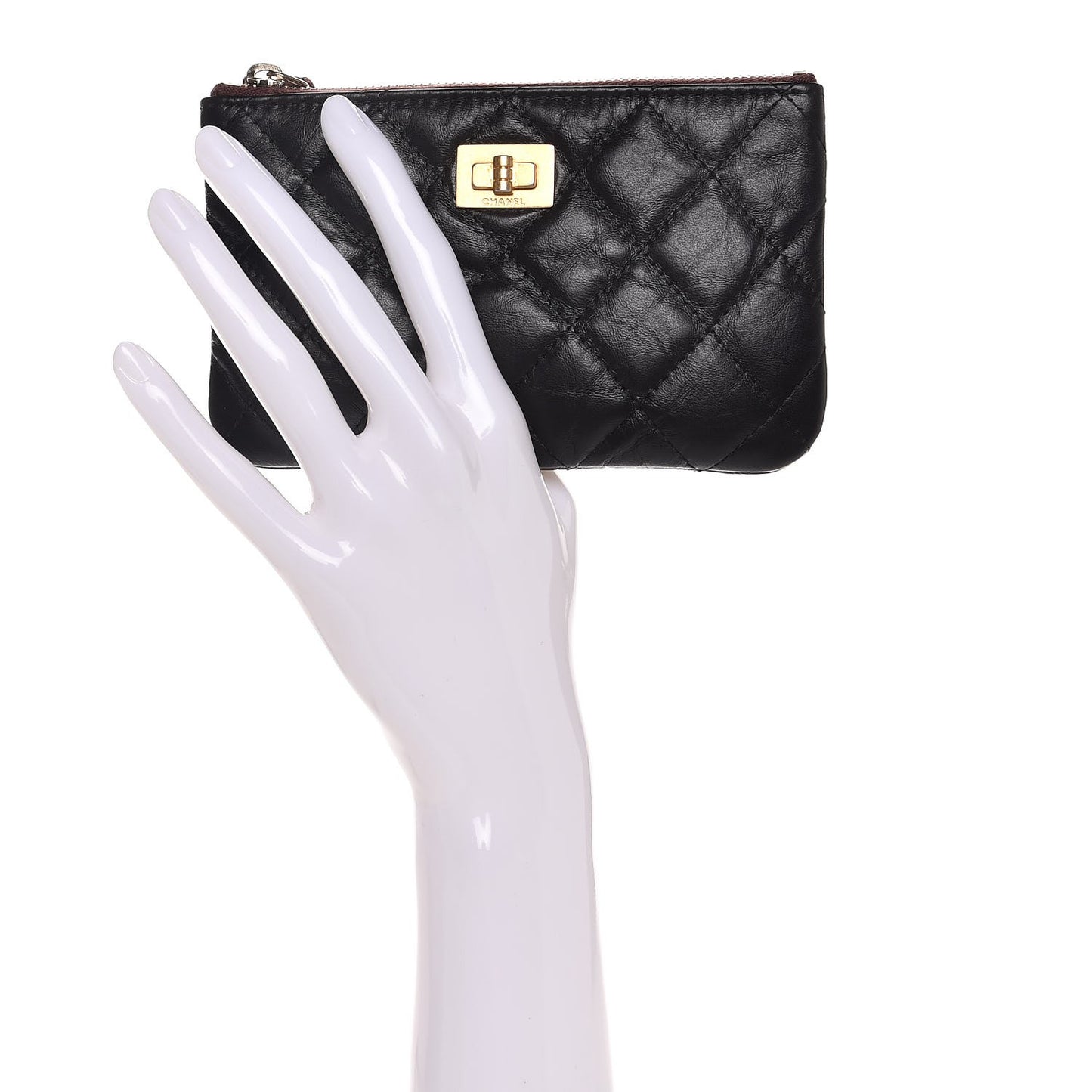 Aged Calfskin Quilted Small Reissue Cosmetic Case Black
