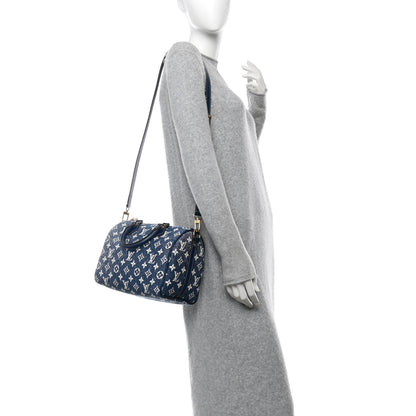 Louis Vuitton Monogram Jacquard Denim Speedy Bandouliere 25 Bleu 2 of 10