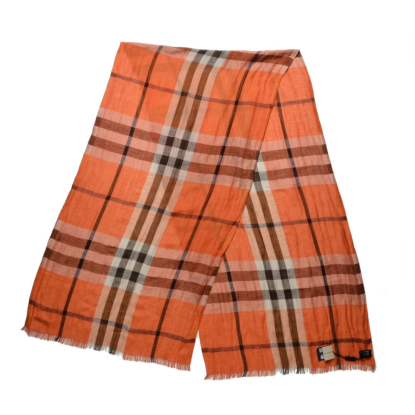 Linen Cotton Super Exploded Check Scarf Clementine